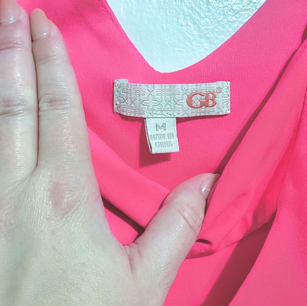 Gianni Bini Neon Hot Pink Dress Cutout Flowey Sleeveless - Picture 5 of 5